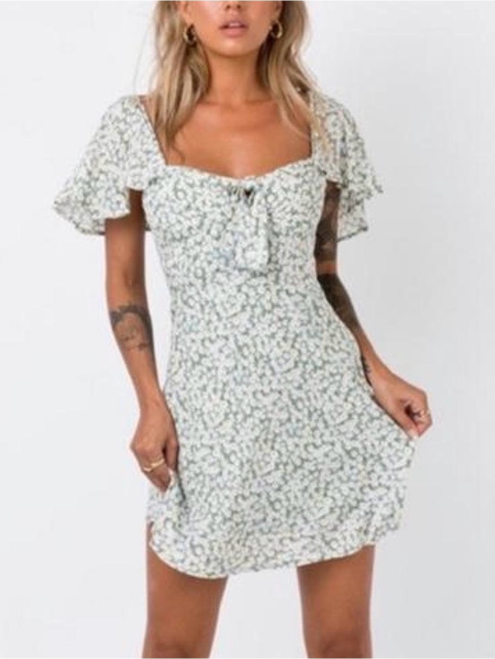 Princess Polly Just A Floral Sage Floral Mini Dress | Size 6